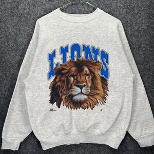 Detroit 1992 Lions Head Faded Grey Sweatshirt